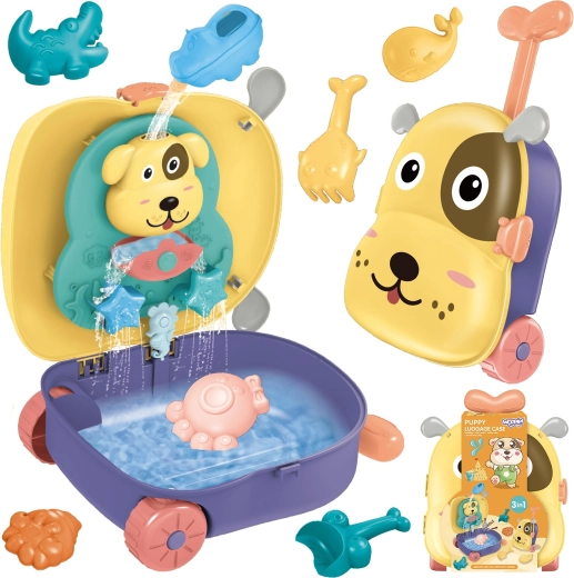 Woopie Kinder 3-in-1 Koffer Hündchen – Wasser- und Sand-Set, 8 Teile