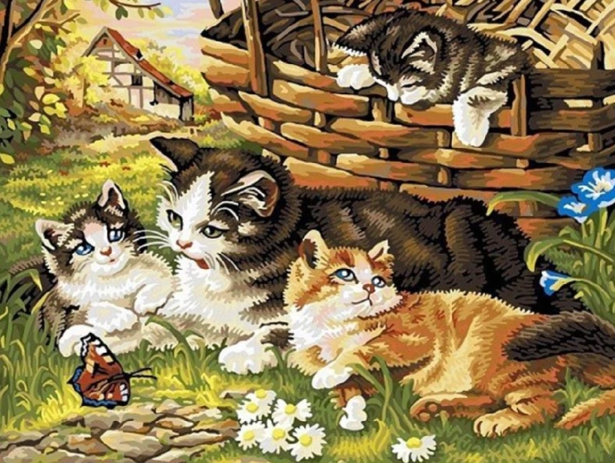 Diamantmalerei Katzenfamilie 30 × 40 cm