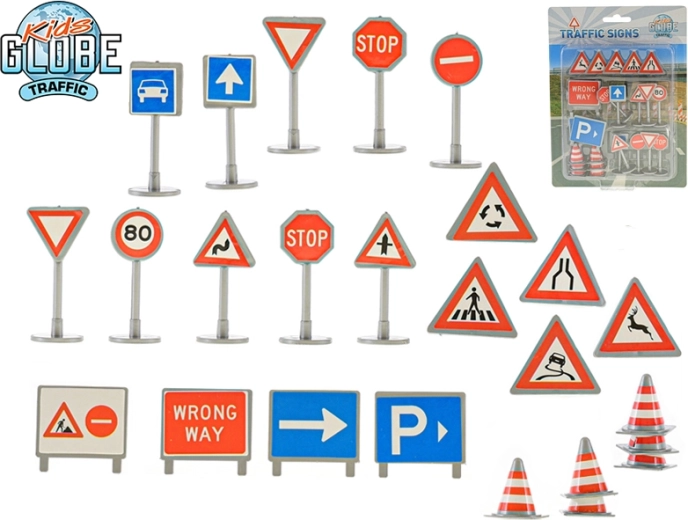 Kids Globe Traffic Mini-Verkehrsschilder – Set mit 25 Stück