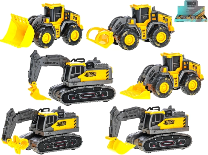 Baufahrzeuge mit Schwungrad 11,5 cm – gelb