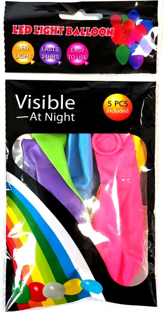LED-Leuchtballons 30 cm – 5 Stück, Farbmix