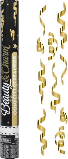 Konfettikanone mit goldenen Luftschlangen Beauty Charm