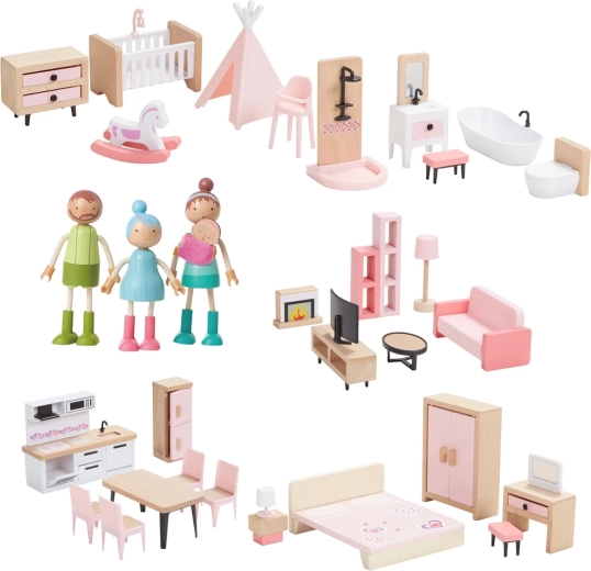 2Kids Toys Möbelset mit Familie 5-in-1