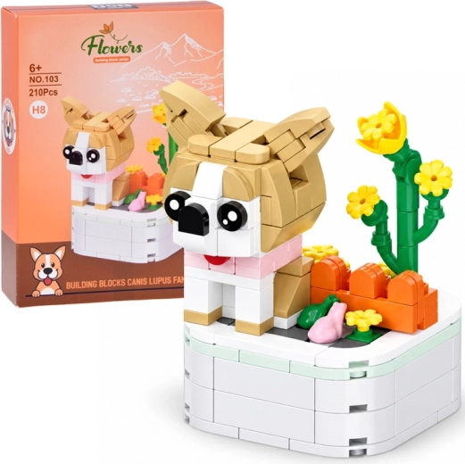 Bausatz Shiba-Inu-Hund auf Sockel, 210 Teile