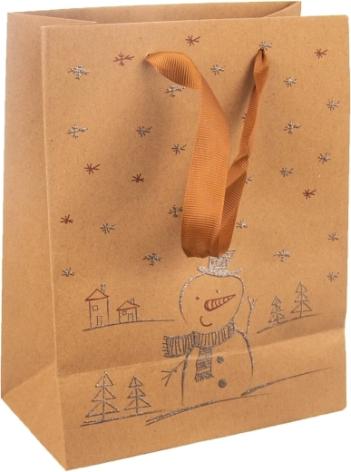 Geschenkpapiertüte mit Schneemannmotiv 26 × 12,5 × 32 cm