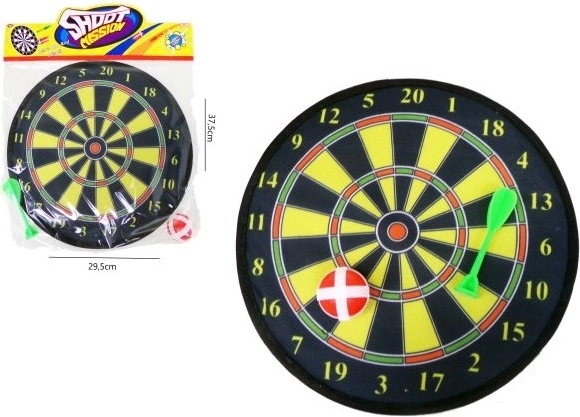 Dartscheibe mit Saugnapfpfeil und Klettball