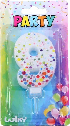 Party-Kerze Zahl 9 mit Punkten