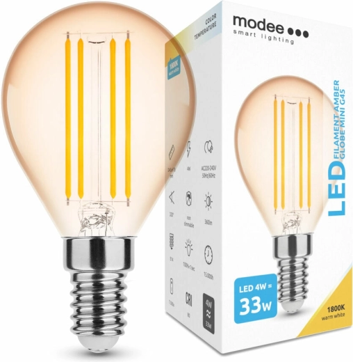 Modee LED-Filamentlampe Amber Globe Mini G45 4 W E14, 360 lm, warmweiß, dimmbar
