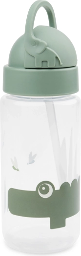 Done by Deer Trinkflasche mit Strohhalm Croco grün 350 ml