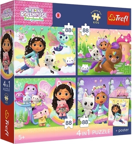 Trefl Puzzle für Kinder 4×88 Katzenstreiche – Gabby’s Dollhouse