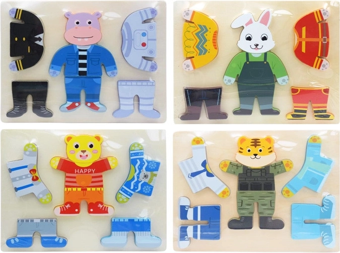 Holzpuzzle – Tiere anziehen