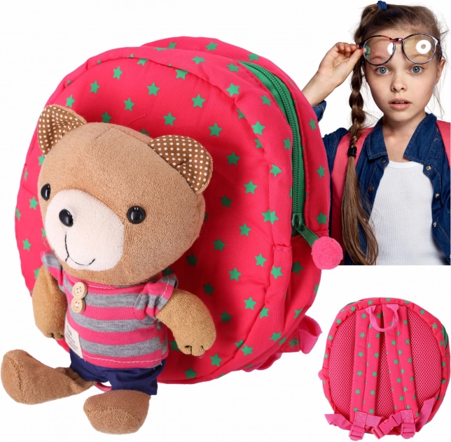 Kinder-Rucksack mit Sicherheitsleine Bär – rosa Typ 1