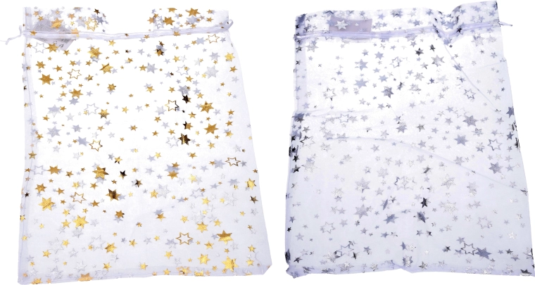 Organzasäckchen mit Sternen 17 × 23 cm – weihnachtliche Geschenkverpackung