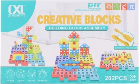 Schraubbare Kunststoff-Bausteine, 202 Teile