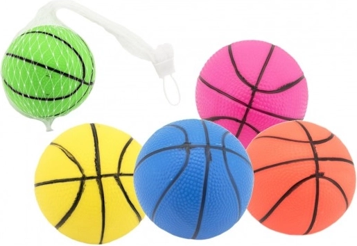 Gummierter Basketball-Mini-Ball 8,5 cm – Farbmix im Netz