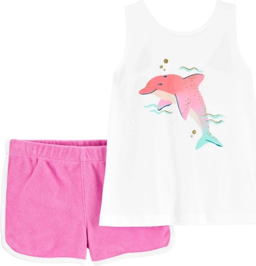 Carter’s Zweiteiler: Top und Shorts „Pink Dolphin“ für Mädchen (9 M)