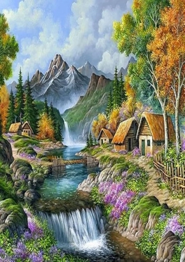 Norimpex Diamantmalerei Häuser in den Bergen 30 × 40 cm