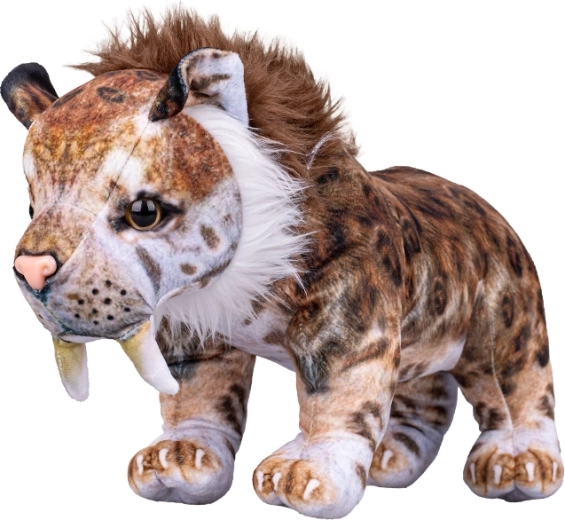 Plüsch-Säbelzahntiger 40 cm – realistisch, stehend