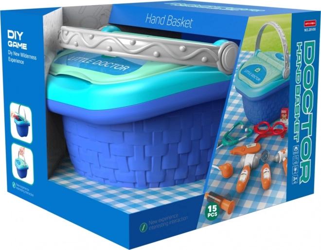 Doktorspiel-Set Korb für Kinder (15 Teile)