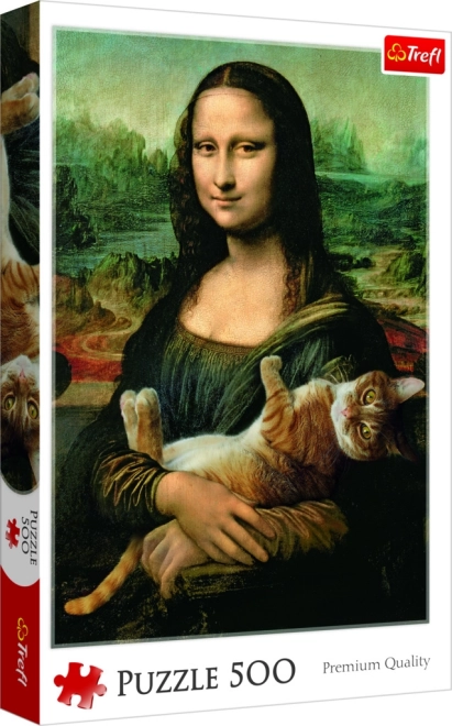 Puzzle Mona Lisa und Katze Mruczek