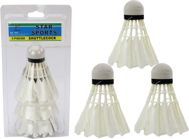 Set aus 3 Badminton-Federbällen.