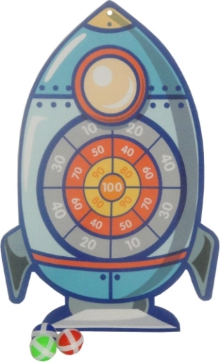 Kinderspiel Wurfziel mit Rakete und Klettverschluss