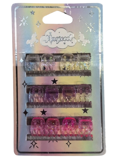 Magicool Set Mini-Haarclips mit Glitzer, 12 Stk.