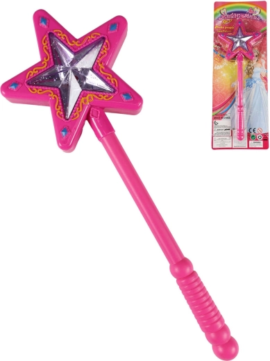 Zauberstab mit rosa Stern für Prinzessinnen mit Licht und Sound