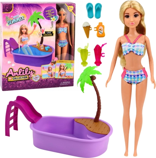 Anlily Puppe mit Pool und Rutsche