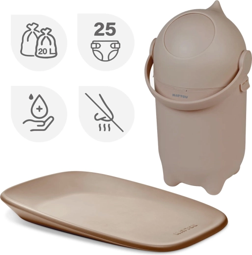 NATTOU Windeleimer Dropy und Wickelauflage Softy taupe 50 × 70 cm