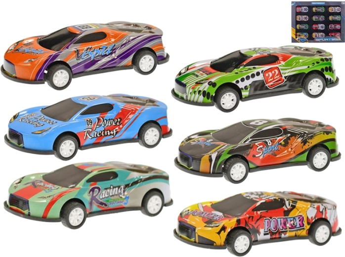 Set aus Rennspielzeugautos mit Rückziehmotor 8,5 cm – 12 Stück