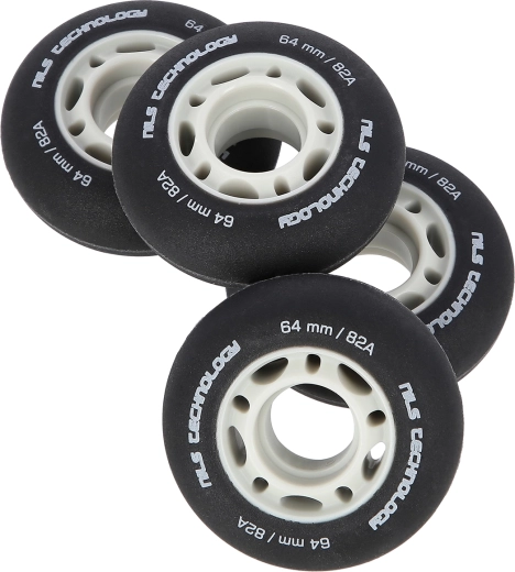 Matte Rollen NILS Extreme PU 64 × 24 mm, 82A, schwarz (4 Stk.)