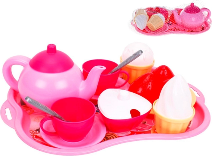 Teeservice für Kinder mit Tablett und Desserts, 15 Teile