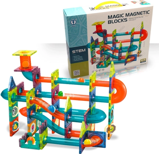 Magnetische Kugelbahn – Konstruktionsset 96-tlg.