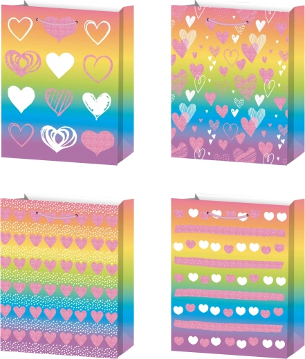 Geschenktasche S regenbogenfarben mit Herzchen