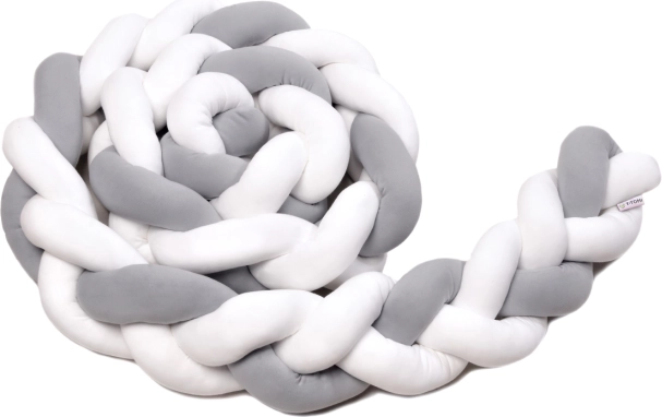 Geflochtener Bettrand 180 cm White + Grey