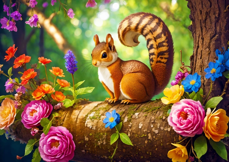 Enjoy Puzzle Blühendes Eichhörnchen 1000 Teile