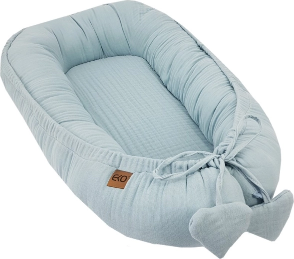EKO Musselin-Nestchen für Babys Blue 90 × 60 cm