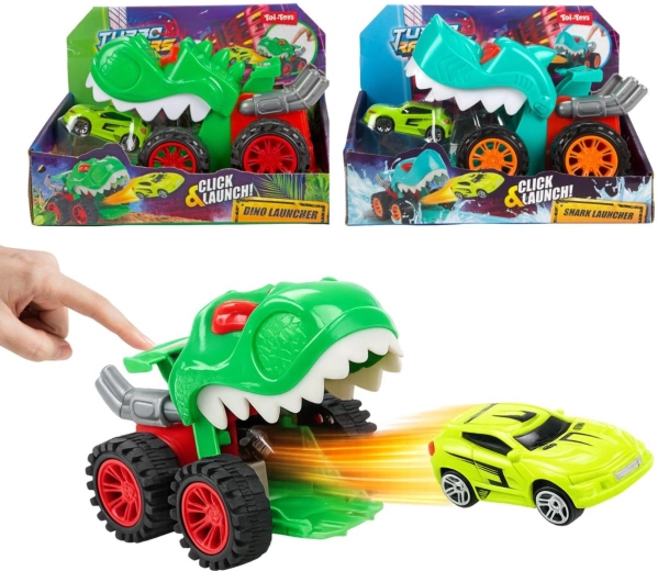 Dinosaurier-Schnellstartauto mit kleinem Auto
