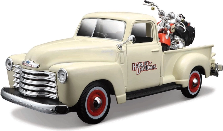 Maisto Harley-Davidson Custom – 1950 Chevrolet 3100 Pickup und 2001 FLSTS Heritage Springer 1:24