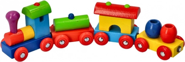 Goki bunter Holzzug mit magnetischen Waggons