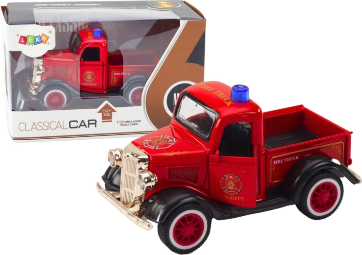 Klassisches Feuerwehrauto 1:36 mit Antrieb, Lichtern und Geräuschen Rot