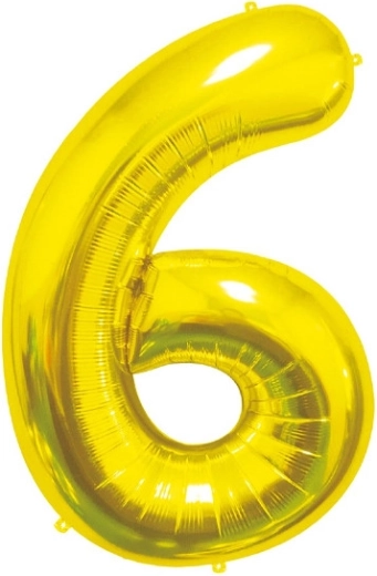 Folienballon Zahl 6, gold 85 cm