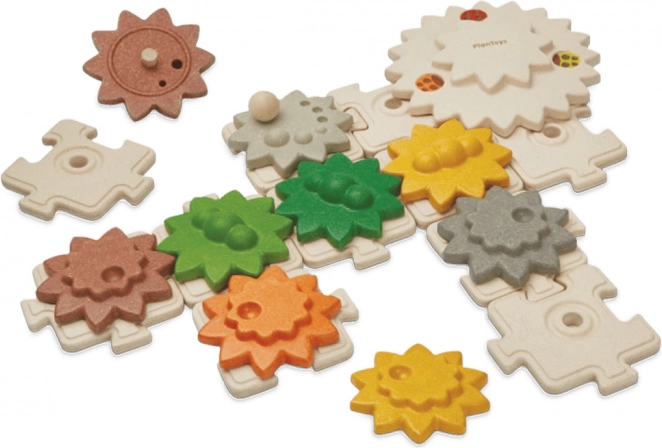 PlanToys Holz-Set aus Zahnrädern und Puzzle