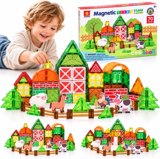 Magnetischer Bausatz Bauernhof mit 70 Teilen