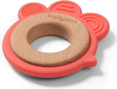 BabyOno Beißring Hen aus Holz und Silikon