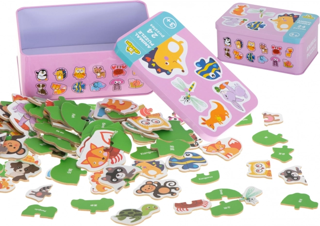 Holz Lernpuzzle mit Tieren in der Box
