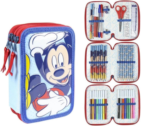 Ausgestattetes dreistöckiges Federmäppchen Mickey – 1 Stück