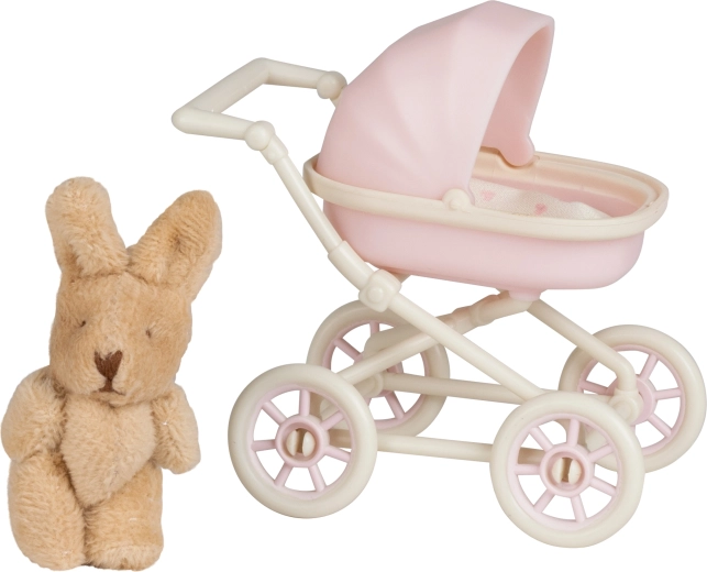 Lundby Puppenwagen mit Plüschhäschen für das Puppenhaus