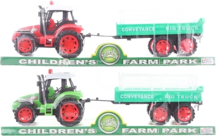 Plastiktraktor mit Schwungrad und Anhänger 32 cm